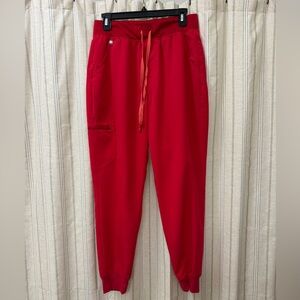 Women’s Figs Red Jogger Scrub Pants High Waisted